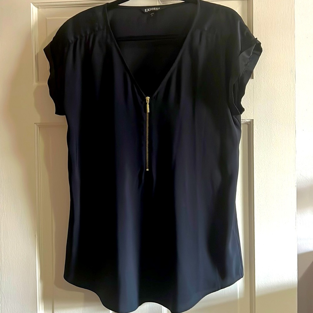 Express faux satin short-sleeved blouse